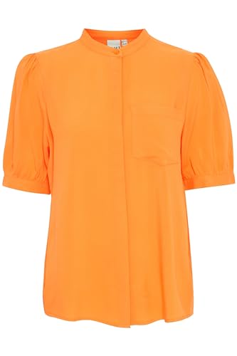 ICHI IHMAIN SH3 Damen Bluseshirt Kurzarmbluse Bluse ungefüttert V-Ausschnitt 100% Viskose (LENZING(TM) ECOVERO(TM)) Regular fit, Größe:40, Farbe:Coral Rose (161349) von ICHI