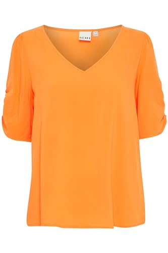 Ichi IHMAIN SS2 Damen Bluseshirt Shirtbluse Bluse ungefüttert V-Ausschnitt 100% Viskose (LENZING(TM) ECOVERO(TM)) Regular fit, Größe:40, Farbe:Coral Rose (161349) von Ichi