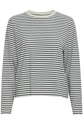 ICHI IHMIRA LS2 Damen Longsleeve Shirt 97% Baumwolle, 3% Elasthan Oversize, Größe:XL, Farbe:Total Eclipse Stripe (202997) von ICHI