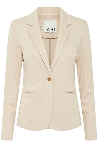 ICHI IHRUTI BL12 Damen Blazer Jackenblazer ungefüttert Reverskragen 68% Viskose (LivaEco(TM)), 14% Polyester, 13% Polyamid, 5% Elasthan Regular fit, Größe:S, Farbe:Doeskin (151308) von ICHI