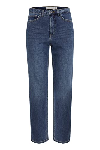 ICHI IHTWIGGY Raven Damen Jeans Denim Hose mit Stretch gerader Schnitt Crop Länge, Größe:27, Farbe:Medium Blue (19037) von ICHI