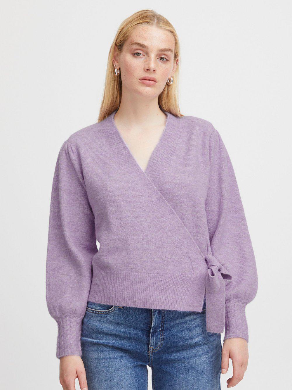 Ichi Strickpullover Damen V-Ausschnitt, lila von Ichi