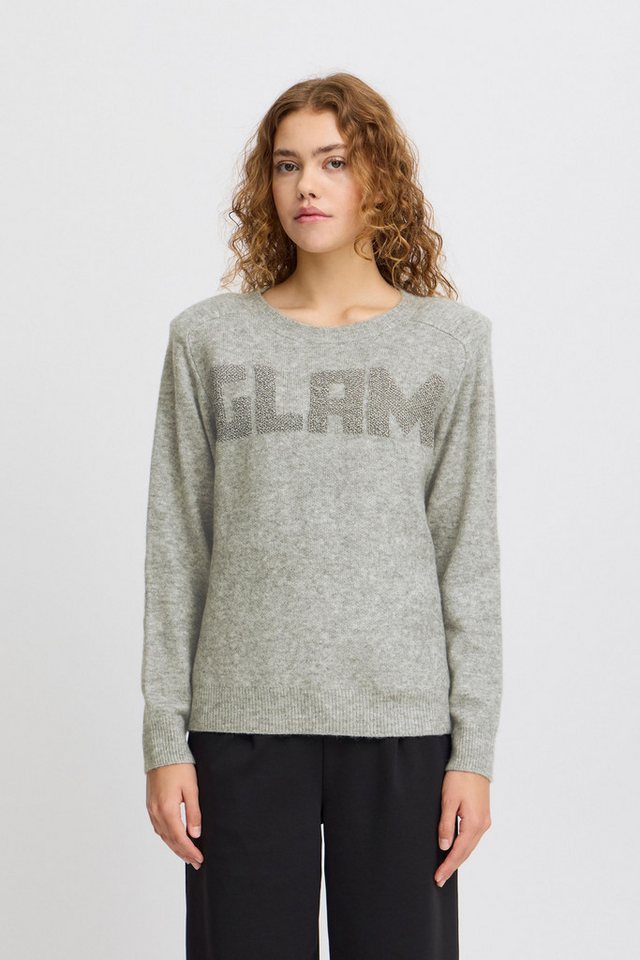 Ichi Strickpullover IHMACON LS8 moderner Strickpullover mit Schriftzug von Ichi
