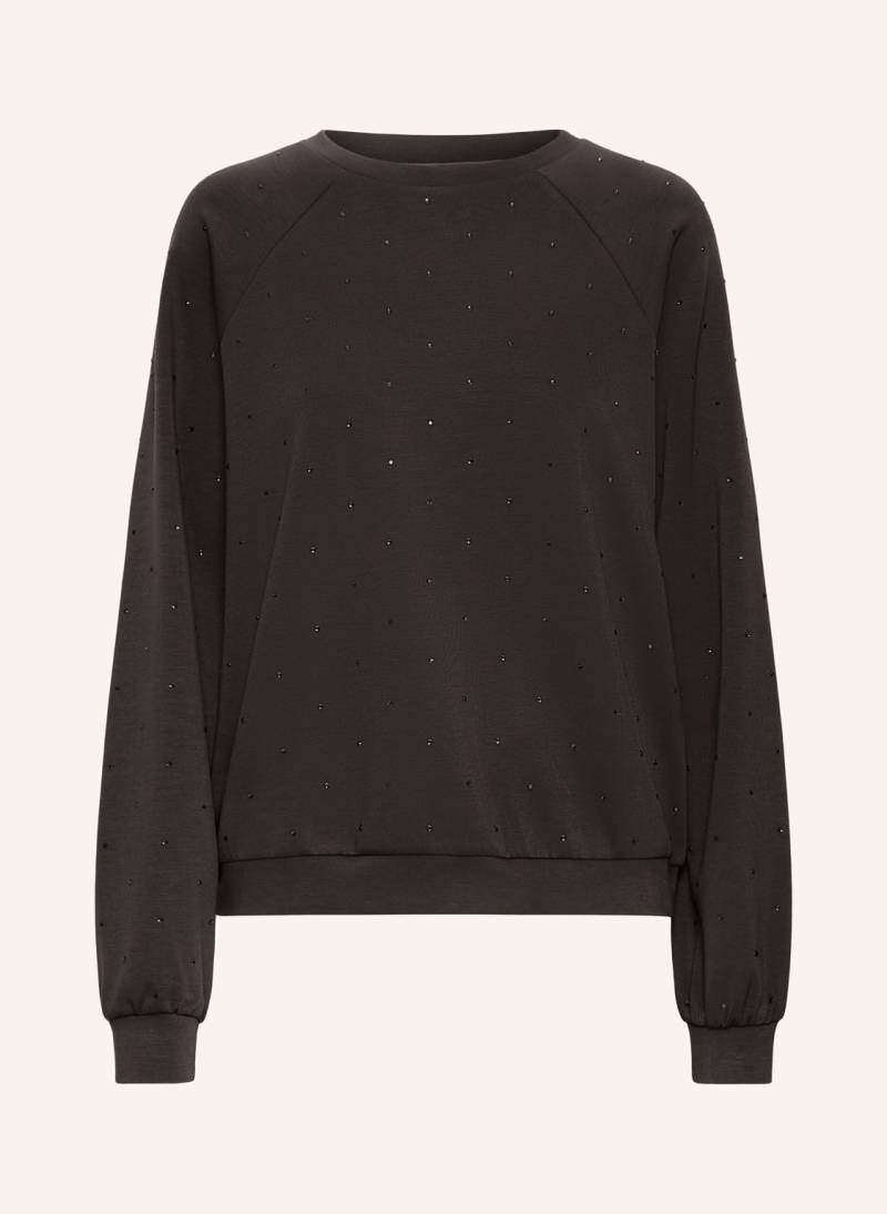 Ichi Sweatshirt Mit Schmucksteinen schwarz von Ichi