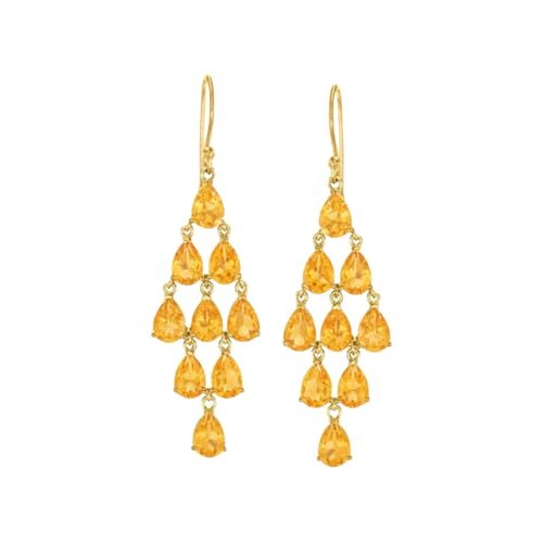 925 Sterling Silber Ohrhänger, trauben-Design, Citrin-Gelb Zirkonia, Tropfenform, Chandelier-Stil von Ichlovdu