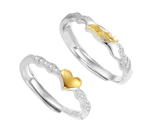 925 Sterling Silber ringe Partner Flügel und Herz-Design in Rosegold und Silber Damen und Herren Paar Liebesgeschenk von Ichlovdu