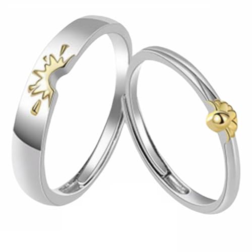 925 Sterling Silber ringe Partner Sonne und Mond Sonnenblume Design in Rosegold und Silber Damen und Herren Paar verliebtes Geschenk von Ichlovdu