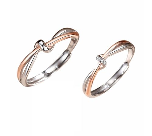 925 Sterling Silber ringe Partner Zwillingsknoten-Design in Rosegold und Silber Damen und Herren Paar von Ichlovdu
