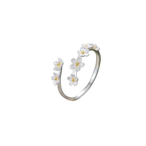 Ichlovdu 925 Silber Verstellbarer Ring Dreidimensionale Iris Blumen design Gold-Silber Kontrast Palast-Stil von Ichlovdu