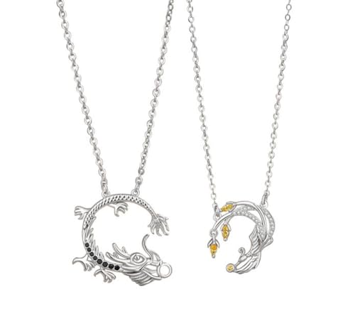 Ichlovdu 925 Sterling Silber Partnerkette Paar Halskette Geschenke zum Valentinstag (Paar Halsketten 2) von Ichlovdu