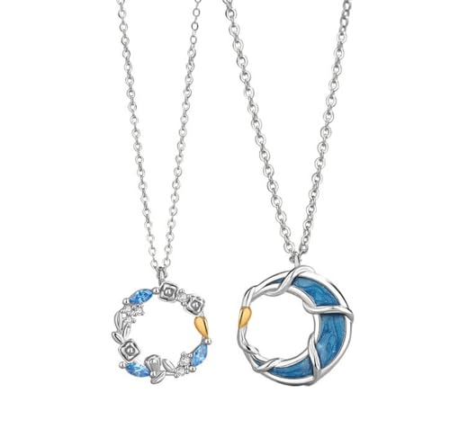 Ichlovdu 925 Sterling Silber Partnerkette Paar Halskette Geschenke zum Valentinstag (Paar Halsketten 3) von Ichlovdu