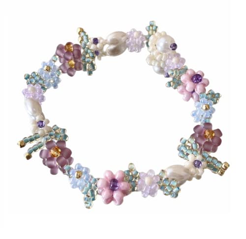 Ichlovdu Damen Armband Gänseblümchen Boho Handgefertigt Blumen Böhmische Perlen Armbänder für Frauen Mädchen Romantisches Schmuck Schön Bracelet (Mehrfarbig6l) von Ichlovdu