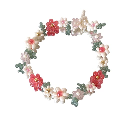 Ichlovdu Damen Armband Gänseblümchen Boho Handgefertigt Blumen Böhmische Perlen Armbänder für Frauen Mädchen Romantisches Schmuck Schön Bracelet (Mehrfarbig7) von Ichlovdu