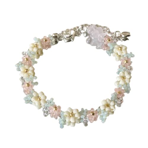 Ichlovdu Damen Armband Gänseblümchen Boho Handgefertigt Blumen Böhmische Perlen Armbänder für Frauen Mädchen Romantisches Schmuck Schön Bracelet (Mehrfarbig8m) von Ichlovdu