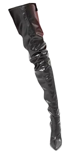 Ichlovdu Overknee Stiefel für Damen Spitz zulaufend 11 cm High Heels PU-Leder Kunstfellfutter mit hinterem Reißverschluss, handgefertigt für Herbst & Winter Ichlovdu Overknee Stiefel für Damen Spitz zulaufend 11 cm High Heels PU-Leder Kunstfellfutter mit hinterem Reißverschluss, handgefertigt für Herbst & Winter von Ichlovdu