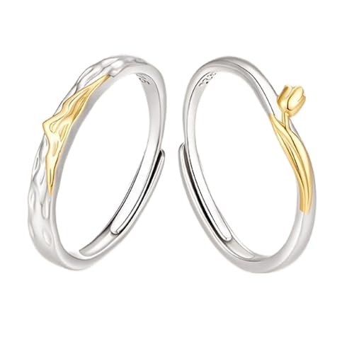 Paarringe aus 925 Sterling Silbe Zweifarbig Silber-Gold (Paar Ringe3) von Ichlovdu