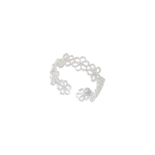 S925 Sterling Silber Hohlblumen Ring Filigrane Blüten Design Verstellbar von Ichlovdu