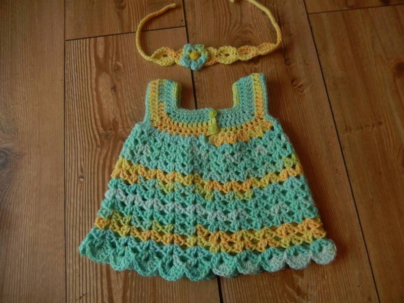 Baby Mädchenkleid, Häkelkleid Mit Stirnband, Neugeborenen Set von Icklepicklebabywear