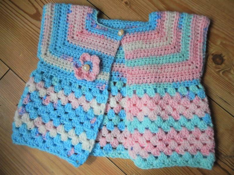 Gehäkelte Baby Strickjacke, Mädchen Pullover, 9-12 Monate Kleidung von Icklepicklebabywear