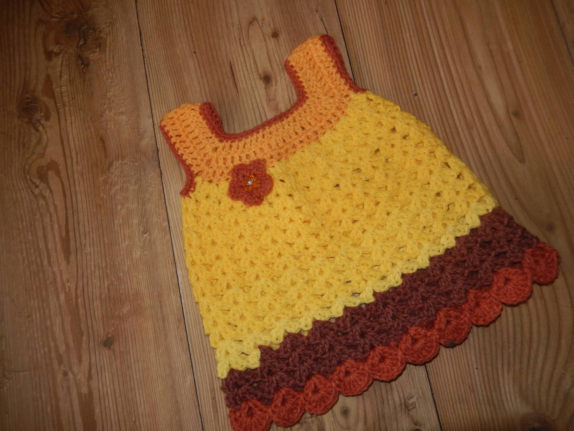 Neugeborenes Häkelkleid & Stirnband Im Set Gelb, Orange, Braun von Icklepicklebabywear