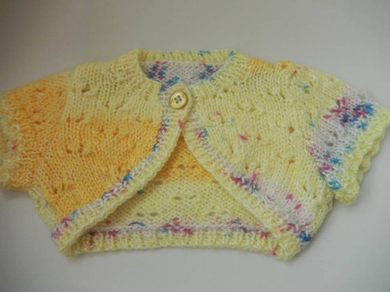 Gestrickte Baby Mädchen Bolero, Handgestrickte Strickjacke, Gelb Mix Pullover, Neugeborene von Icklepicklebabywear