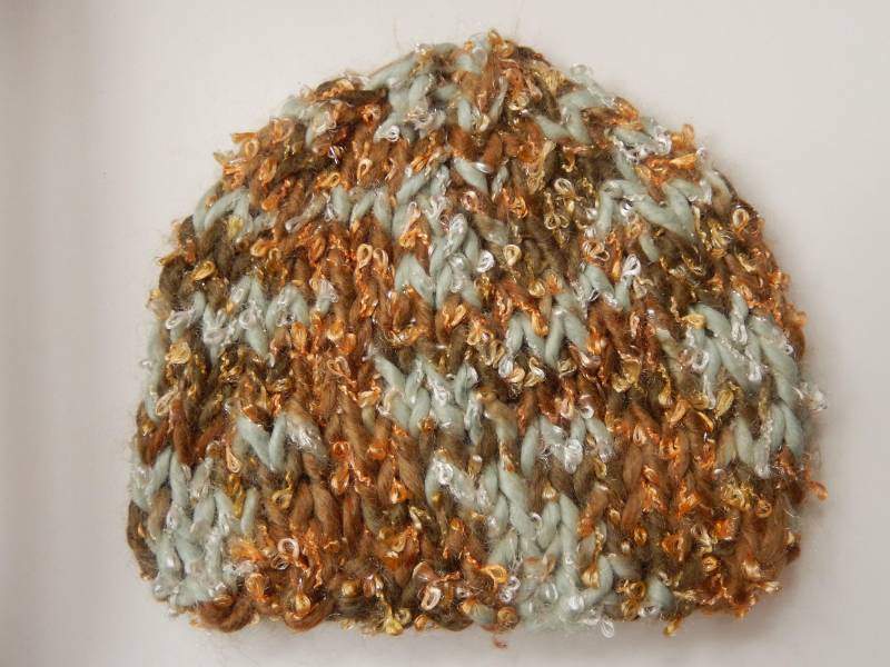 Hand Stricken Babymütze, Gestrickte Junge Mütze, Blau & Braun 0-3 Monate Mütze von Icklepicklebabywear