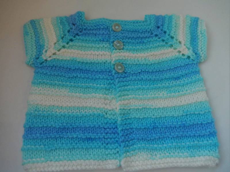 Handgestrickte Baby Strickjacke, Jungen Pullover, Blau Und Weiß 0-3 Monate Strickjacke von Icklepicklebabywear