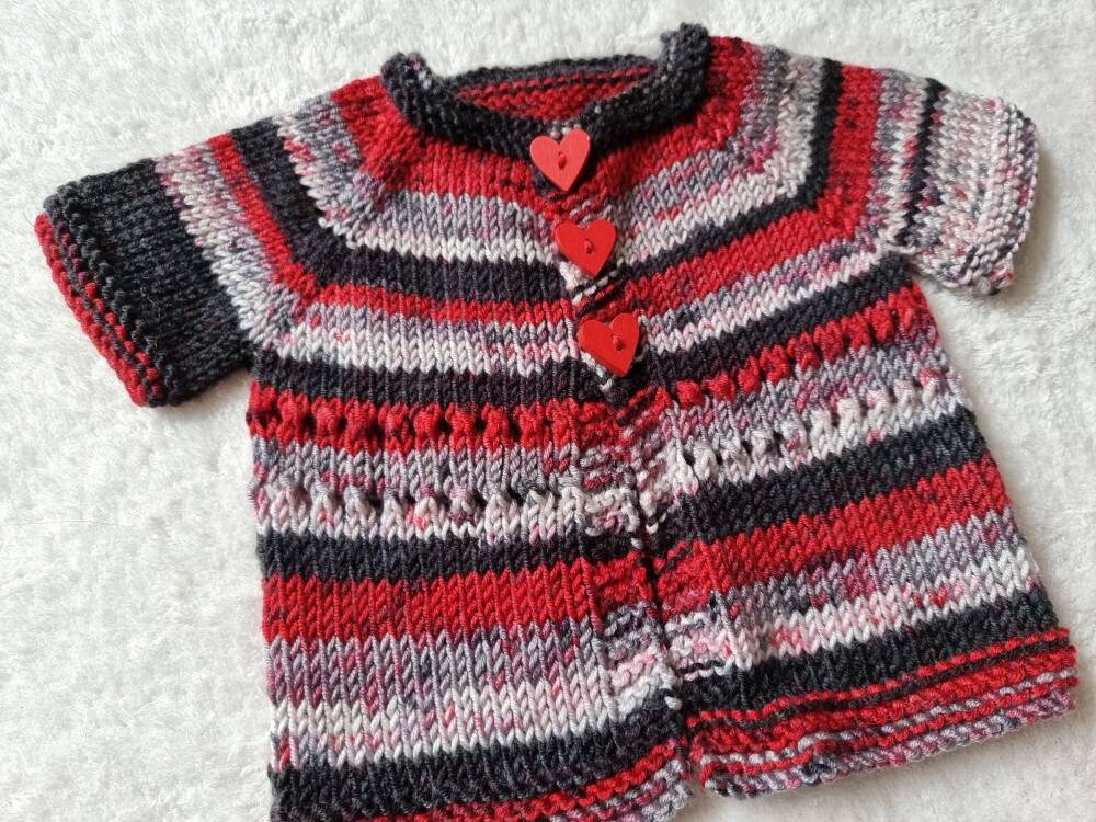 Strickjacke, Strickpullover, Seidiger Strickpullover, Rot & Schwarz, Neugeborene von Icklepicklebabywear