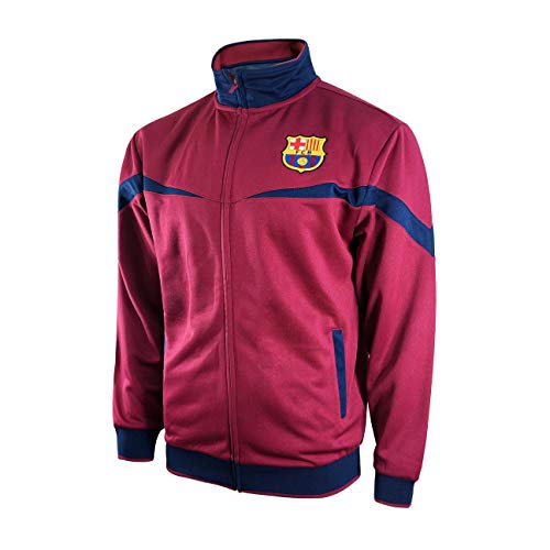 Icon Sports Herren FC Barcelona Trainingsjacke mit durchgehendem Reißverschluss, Rot/Ausflug, einfarbig (Getaway Solids), Small von Icon Sports