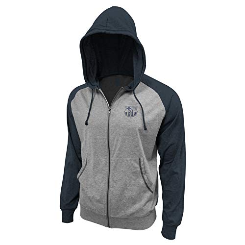 Icon Sports Herren Full-Zip Lightweight Hoodie FC Barcelona Kapuzenpullover mit durchgehendem Reißverschluss, Navy, Small von Icon Sports