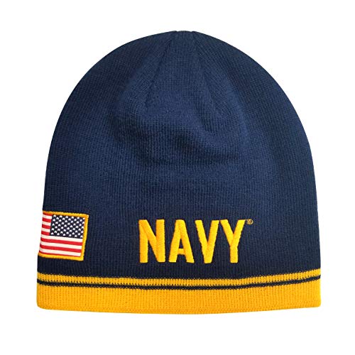 Icon Sports US Navy Beanie - Military Bestickt Battle Flag Patch Cuff Knit Mützen Cap Watch Herren Damen Einheitsgröße von Icon Sports