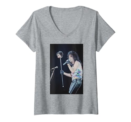 Damen Alice Cooper Puppenkopf Hey Stoopid Tour Wembley 1991 T-Shirt mit V-Ausschnitt Damen Alice Cooper Puppenkopf Hey Stoopid Tour Wembley 1991 T-Shirt mit V-Ausschnitt von Iconic Photo Moments