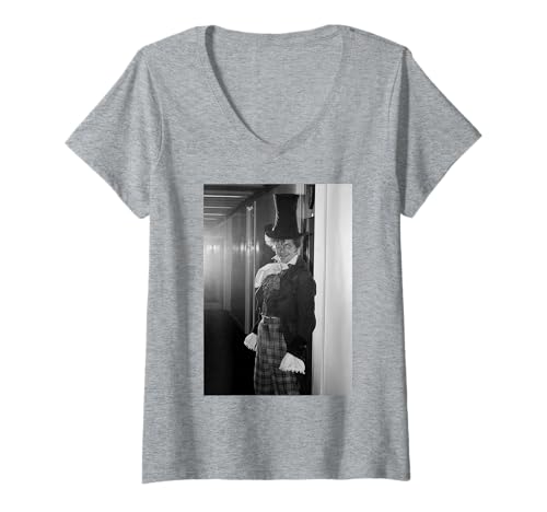 Damen Bottom Comedian Rik Mayall gekleidet für Theaterrolle 1985 T-Shirt mit V-Ausschnitt von Iconic Photo Moments