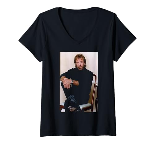 Damen Chuck Norris Way of The Dragon Schauspieler & Kampfsport-Experte T-Shirt mit V-Ausschnitt von Iconic Photo Moments