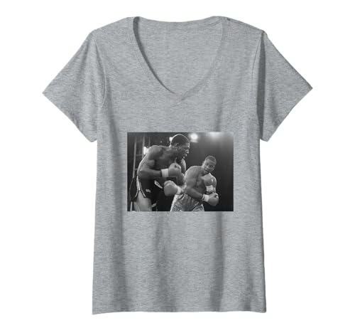 Damen Frank Bruno Tim Witherspoon Kampf Schwergewicht Boxen T-Shirt mit V-Ausschnitt von Iconic Photo Moments