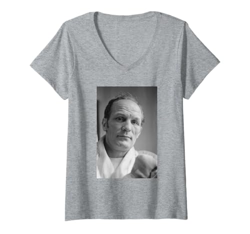 Damen Henry Cooper Boxer trainiert Board of Control Gym Vs Joe Bugner T-Shirt mit V-Ausschnitt von Iconic Photo Moments