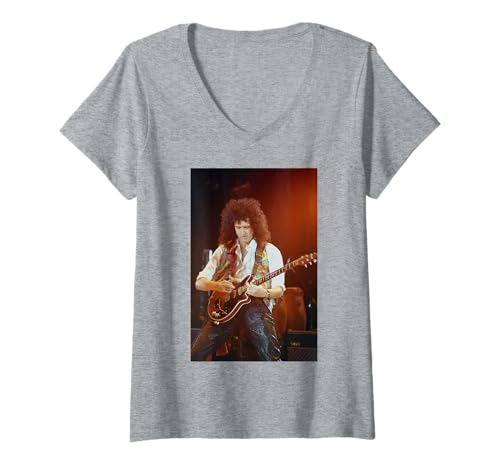 Damen Königin Brian May Freddie Mercury Tributkonzert Wembley 1992 T-Shirt mit V-Ausschnitt von Iconic Photo Moments