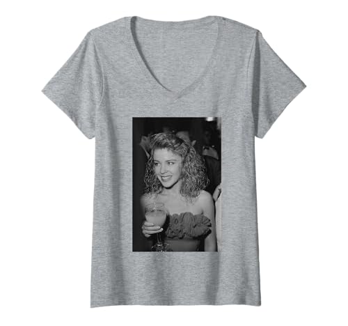 Damen Kylie Minogue Ich sollte so glücklich sein Gold Disc Popstar T-Shirt mit V-Ausschnitt Damen Kylie Minogue Ich sollte so glücklich sein Gold Disc Popstar T-Shirt mit V-Ausschnitt von Iconic Photo Moments