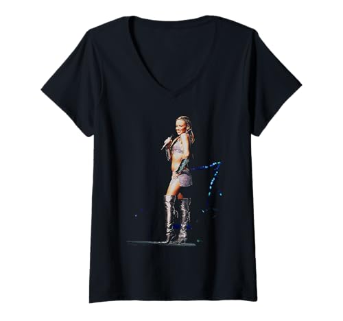 Damen Kylie Minogue Live In Cardiff KylieFever 2002 Tour T-Shirt mit V-Ausschnitt Damen Kylie Minogue Live In Cardiff KylieFever 2002 Tour T-Shirt mit V-Ausschnitt von Iconic Photo Moments