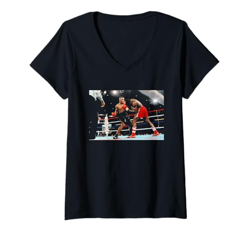 Damen Mike Tyson Frank Bruno Lineal Heavyweight Boxkampf T-Shirt mit V-Ausschnitt von Iconic Photo Moments