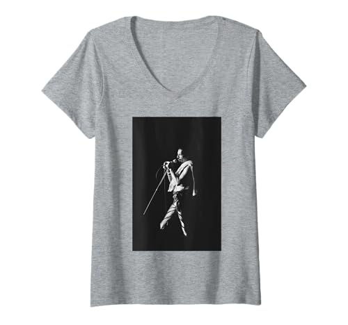 Damen Queen Live Freddie Mercury in der NEC Arena 1984 T-Shirt mit V-Ausschnitt von Iconic Photo Moments