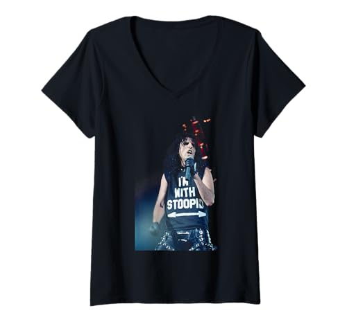 Damen Rocksänger Alice Cooper On Hey Stoopid Tour Wembley T-Shirt mit V-Ausschnitt Damen Rocksänger Alice Cooper On Hey Stoopid Tour Wembley T-Shirt mit V-Ausschnitt von Iconic Photo Moments