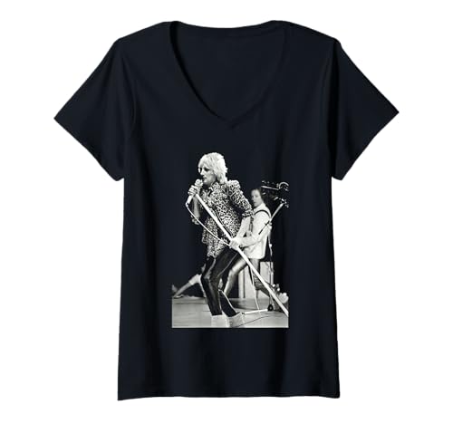 Damen Rod Stewart Sänger of Faces Live On Stage at The NEC 1978 T-Shirt mit V-Ausschnitt von Iconic Photo Moments