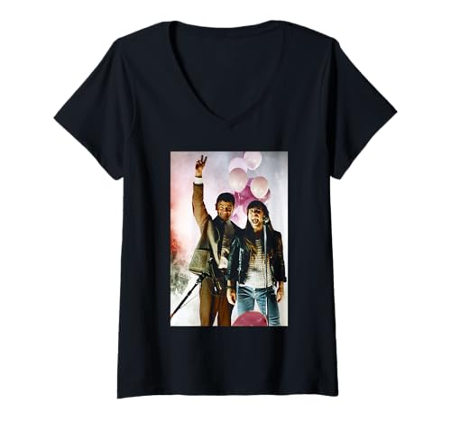 Damen Rowan Atkinson Mr. Bean mit Bruce Dickinson von Iron Maiden T-Shirt mit V-Ausschnitt von Iconic Photo Moments