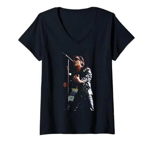 Damen U2 Sänger Bono Live Cardiff Arms Park On Zoo TV Tour 1993 T-Shirt mit V-Ausschnitt von Iconic Photo Moments