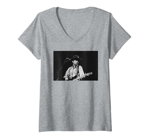 Damen U2 The Edge Leadgitarrist Live 1987 T-Shirt mit V-Ausschnitt von Iconic Photo Moments