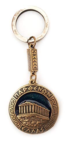 IconsGr Schlüsselanhänger Antike Coin of Parthenon Shield Acropolis Blau von IconsGr