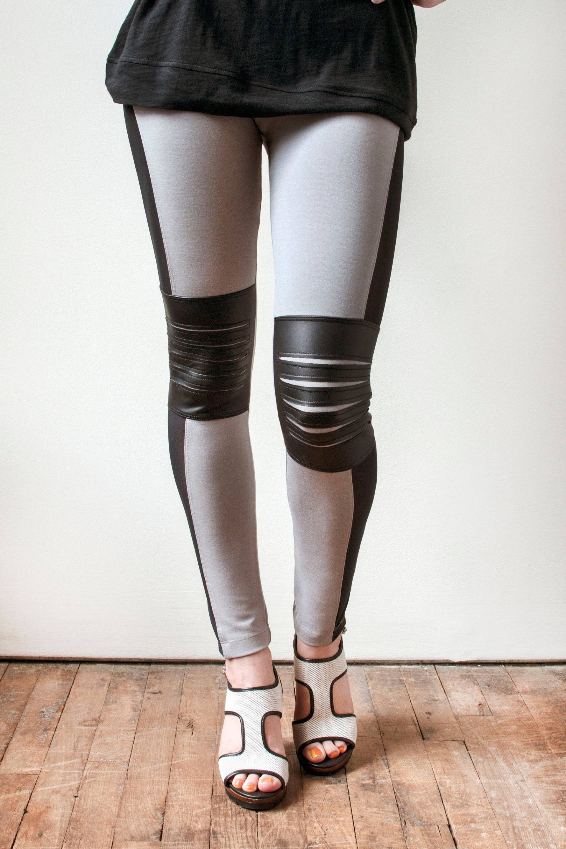 Bogen-LeggingNetz Panel Moto Legging - Taupe/Schwarz von IcosaApparel