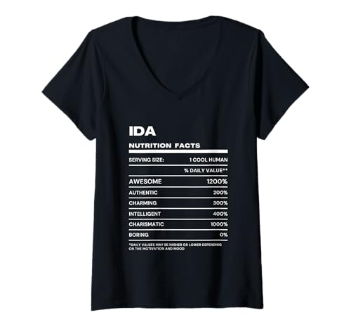 Damen Ida Durchschnittliche Nährwerte Name Lustig T-Shirt mit V-Ausschnitt Damen Ida Durchschnittliche Nährwerte Name Lustig T-Shirt mit V-Ausschnitt von Ida Nutrition Facts Name Funny Birthday