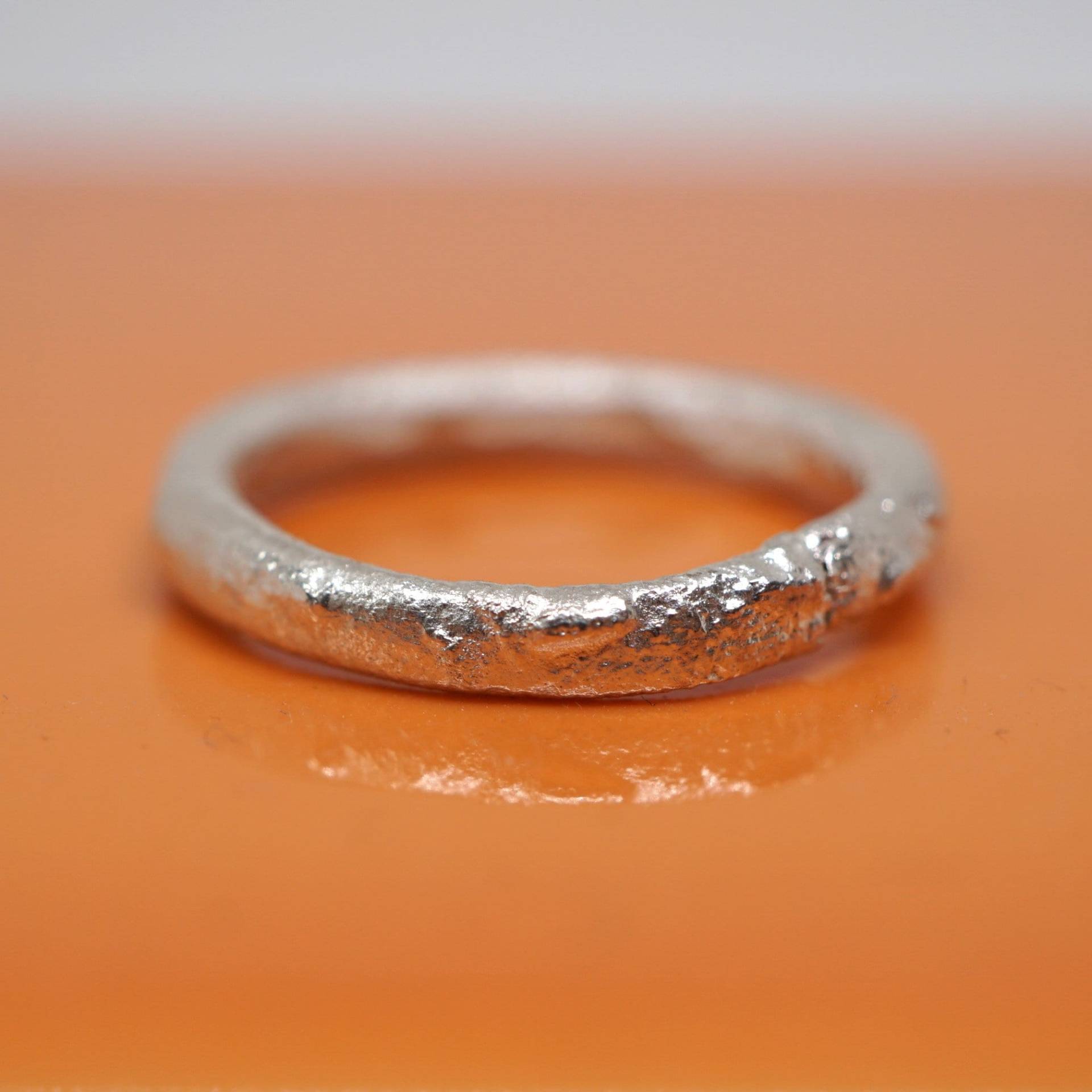 Geflammter Silberring 925, Raue Struktur, Unikat von IdaFischerSchmuck